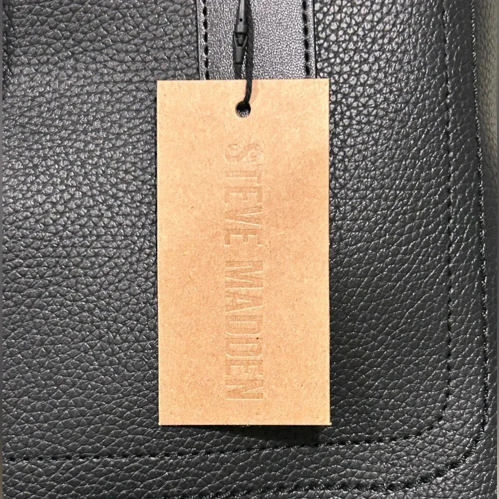 BRAND NEW WITH TAGS STEVE MADDEN MATTE BLACK BGOOSE TOTE. - Picture 8 of 11